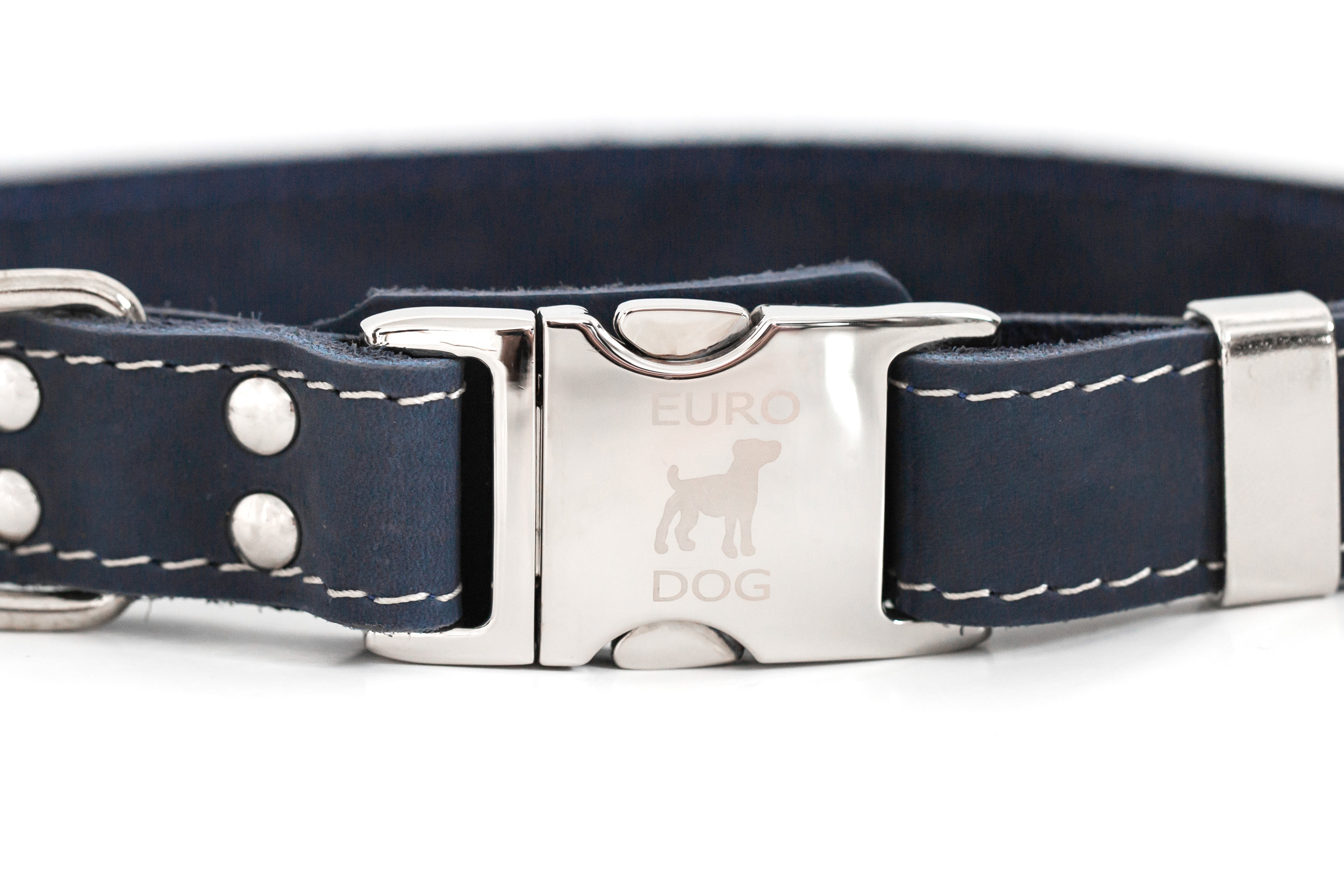 estseller Quick-Release Dog Collar – Blue Jeans Full-Grain American Leather with European Steel Buckle, Adjustable Fit for All Breeds