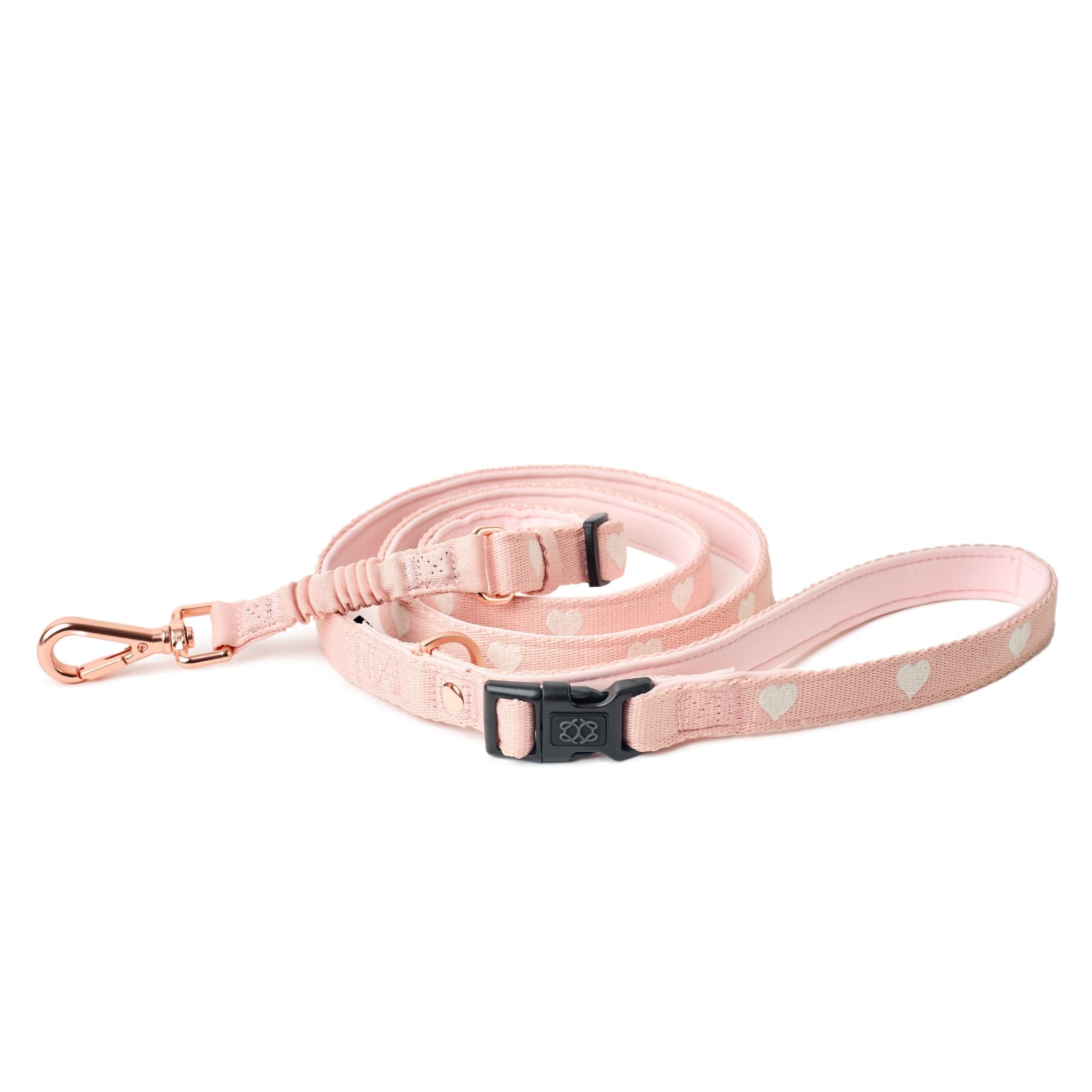 Dogistry 3-in-1 City Dog Leash – Sweetheart Blush with Adjustable 2–5 ft Length, Secure Buckled Handle, and Comfort-Enhanced Bungee Design