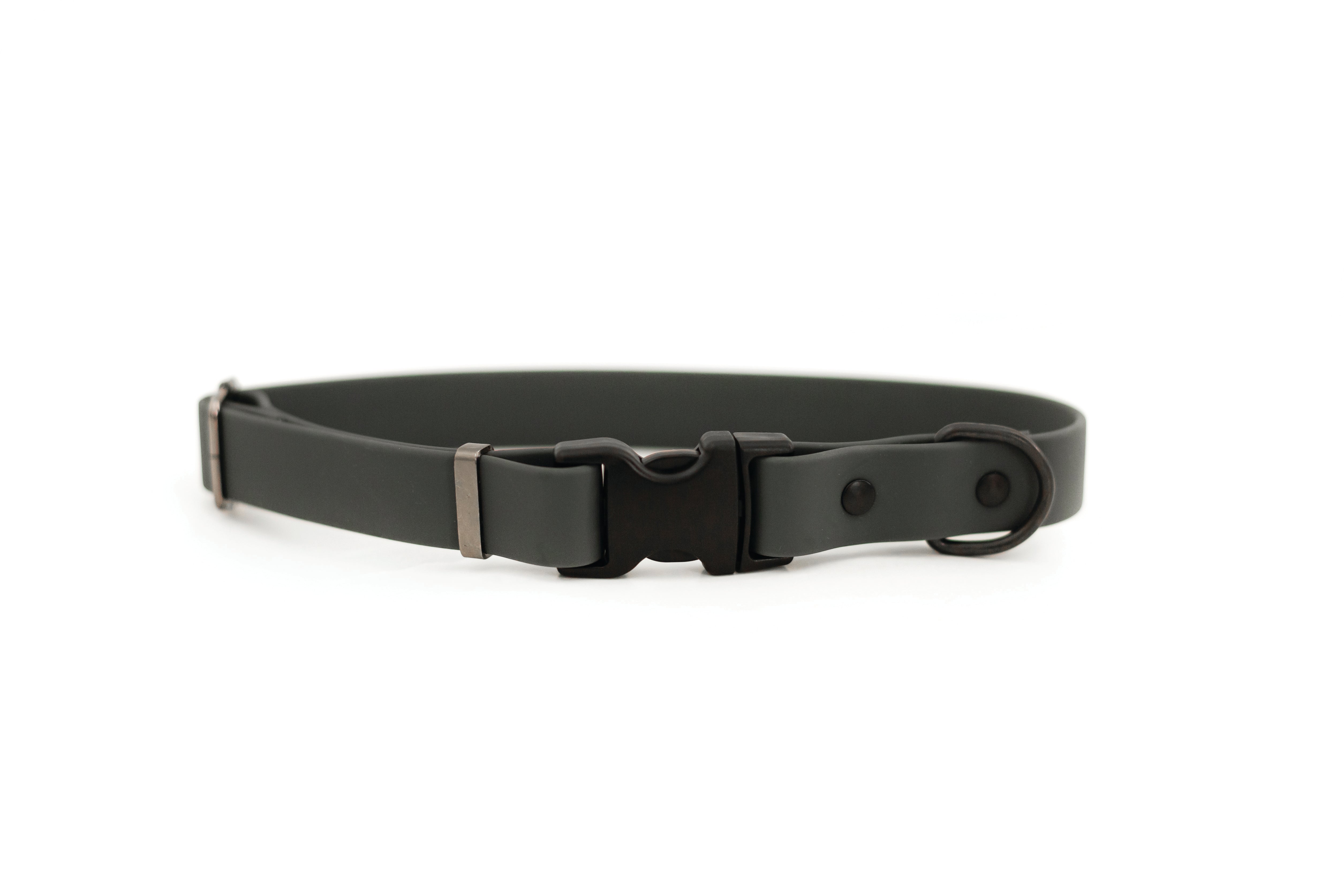 Euro-Dog Waterproof Charcoal PVC Dog Collar – Super Soft Design with YKK Buckle and European Steel Hardware, Made in USA