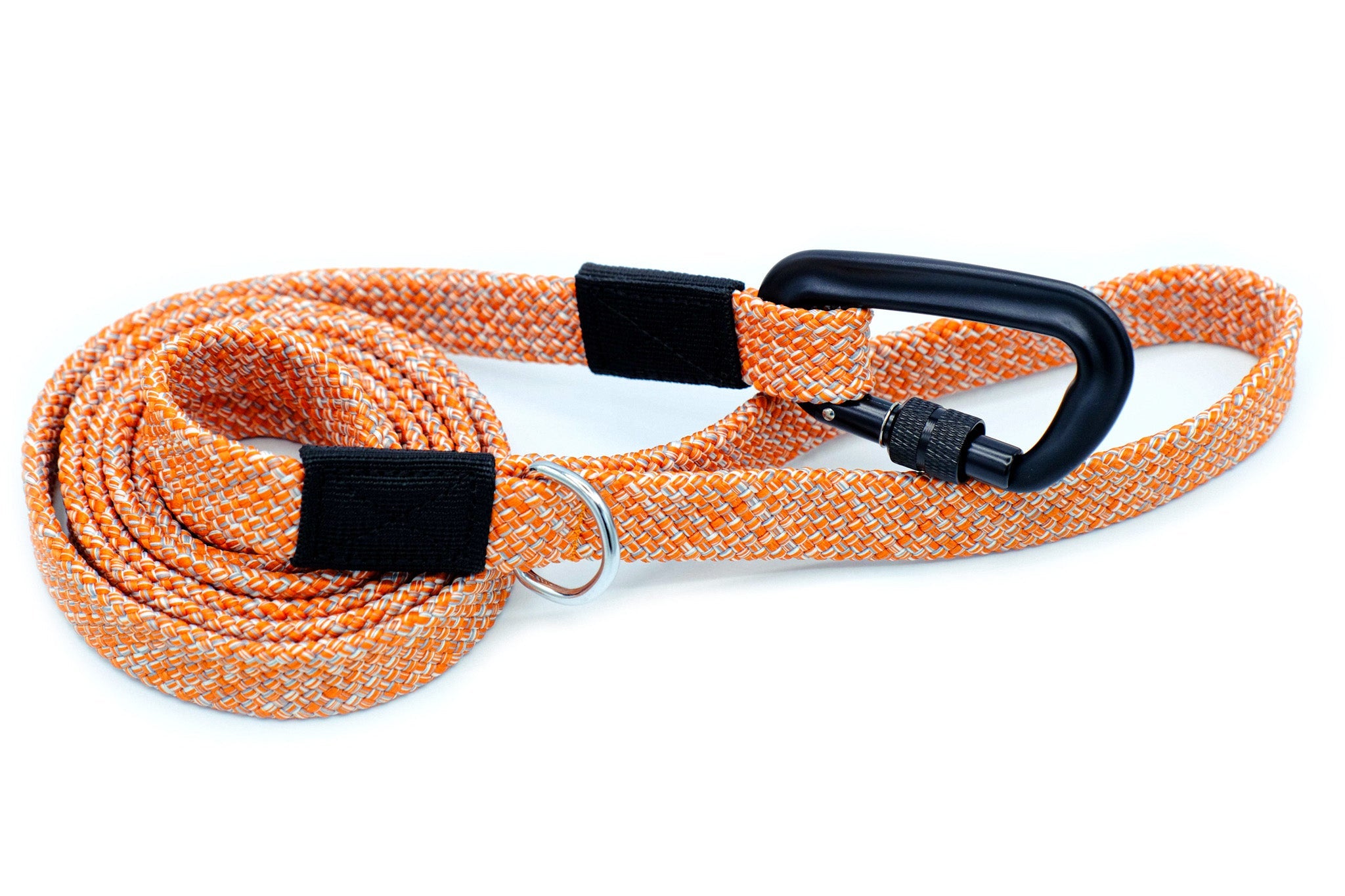 Adventure Style Mountain Sunrise Climbing Rope Dog Leash | Durable Flat-Weave Nylon Lead with Locking Aluminum Carabiner