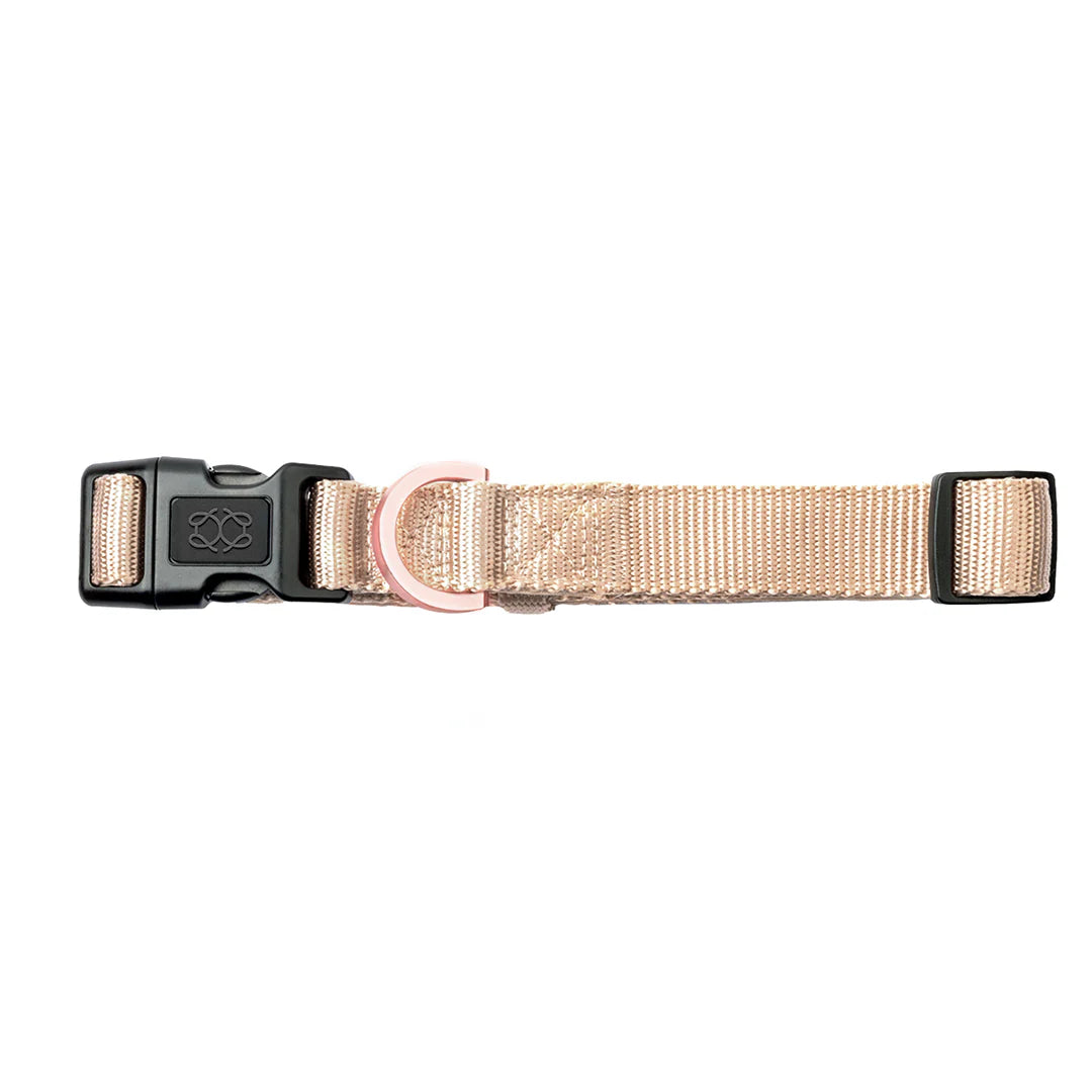 Dogistry City Dog Collar – Dune Beige with Soft Padded Neoprene and Exclusive Dogistry Fabric, Adjustable Luxury Design for All Breeds