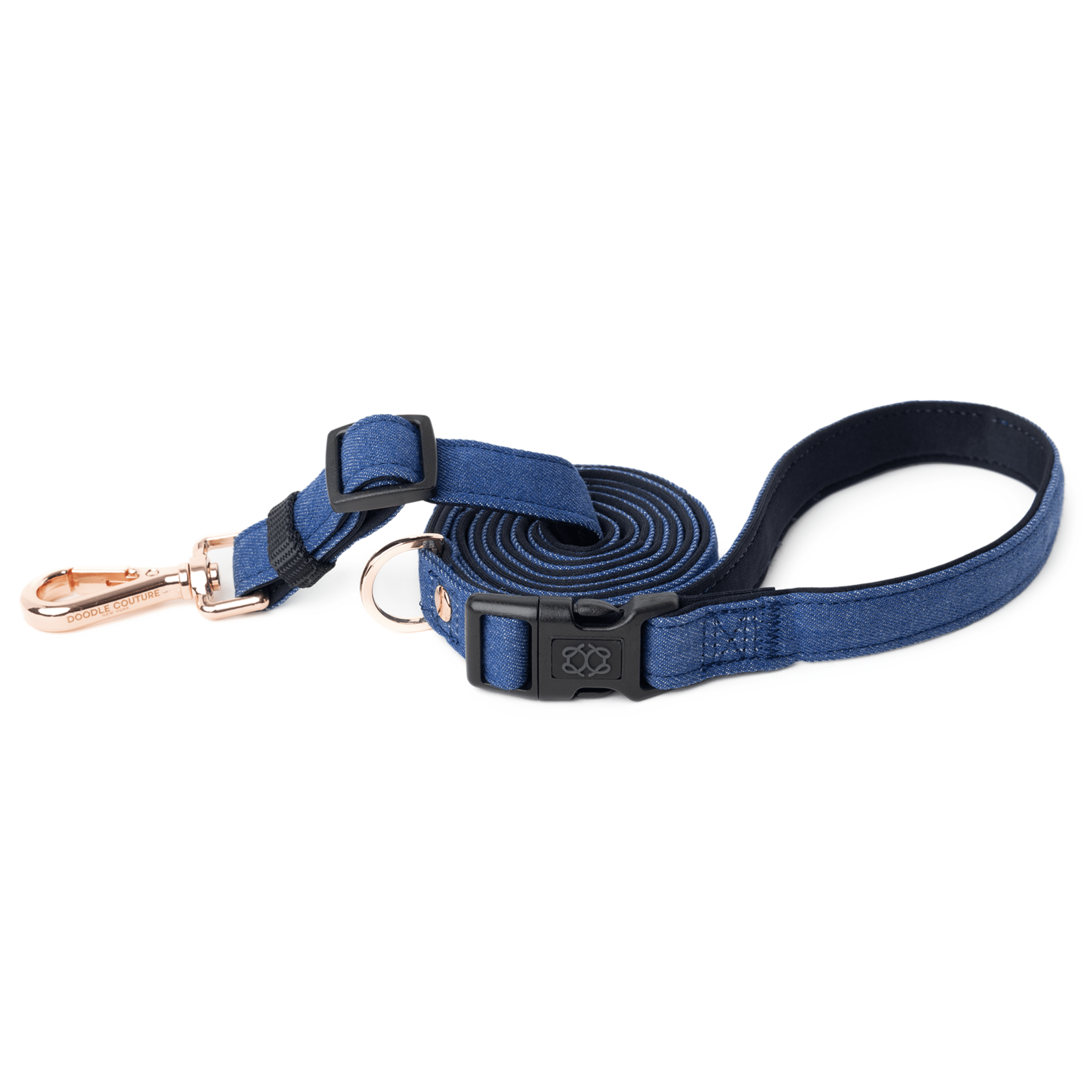 Dogistry City Adjustable-Length Hands-Free Dog Leash – Denim Blue with 2–5 ft Range, Dual Width Options, and Award-Winning Comfort Design
