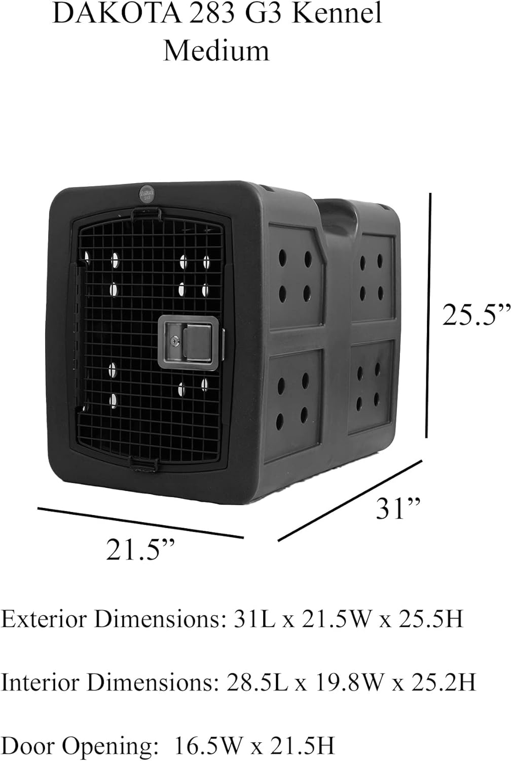 Dakota 283 G3 Medium Framed Door Dog Kennel with Dakota Guard Antimicrobial – Coyote Granite & Dark Granite