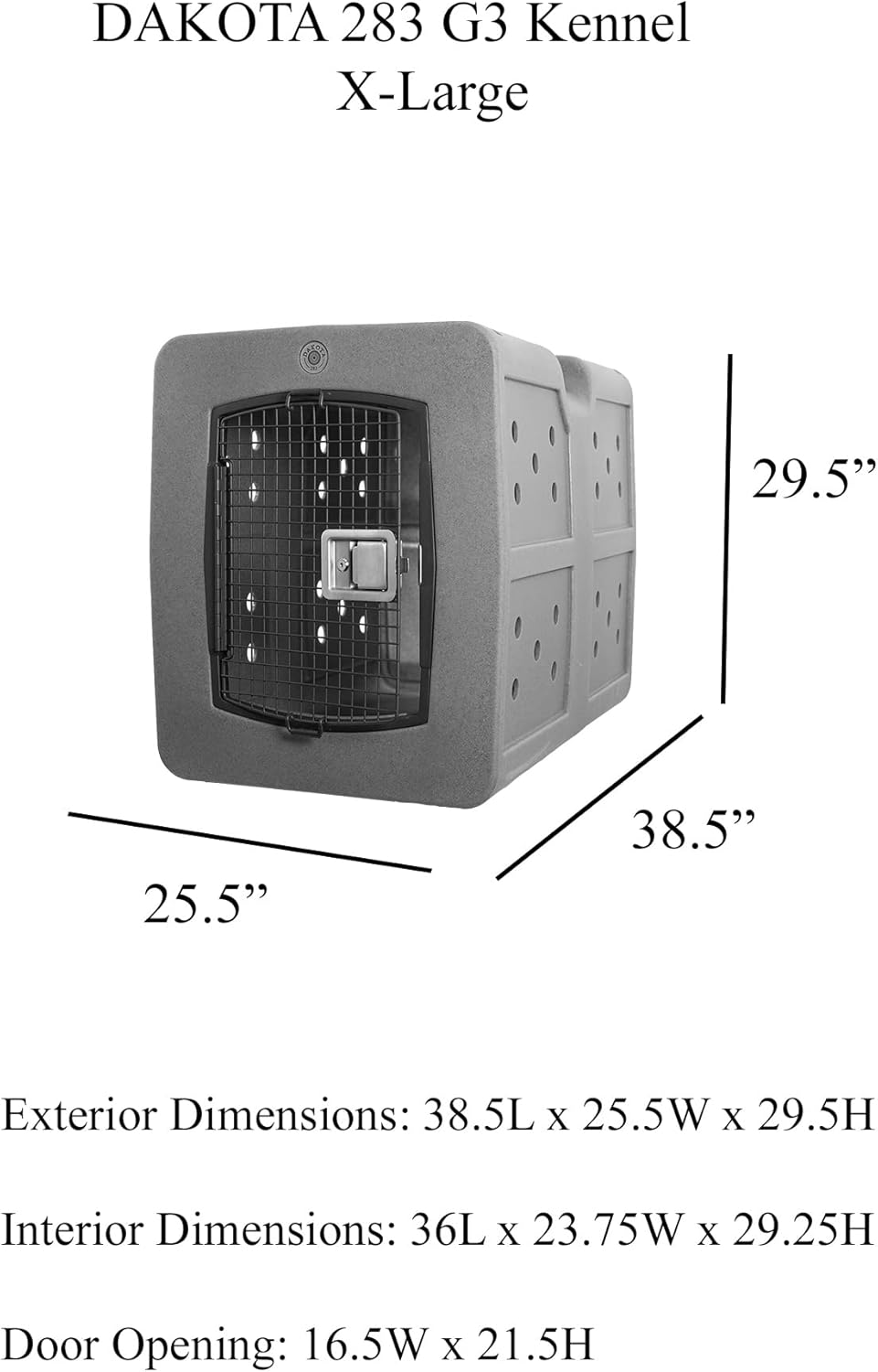 Dakota 283 G3 X-Large Framed Door Dog Kennel with Dakota Guard Antimicrobial – Coyote Granite & Dark Granite