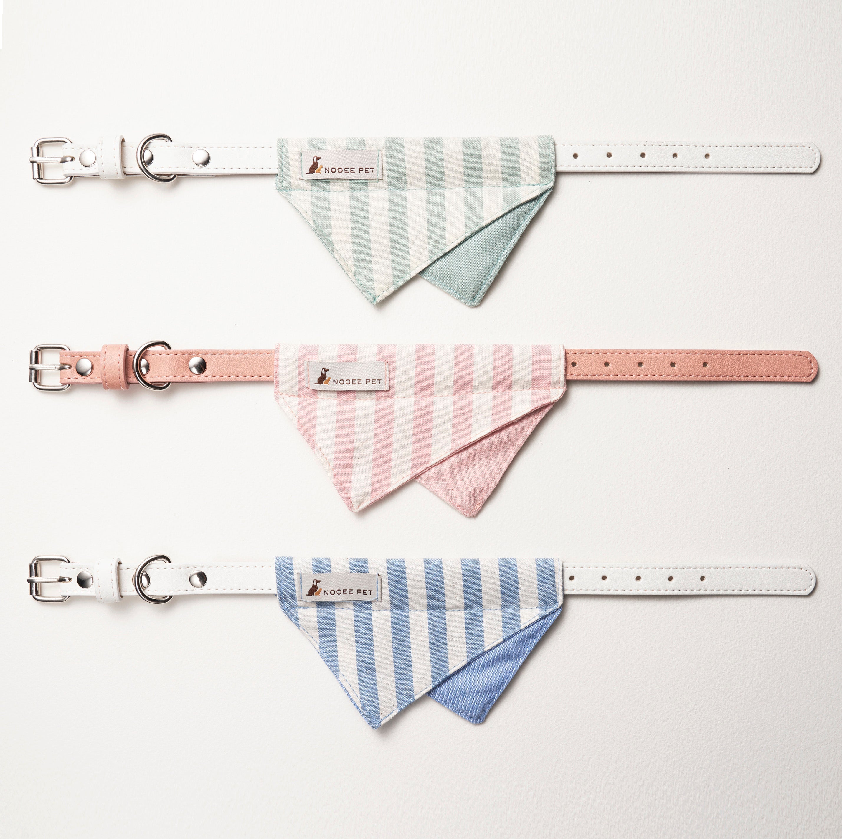 Nooee Pet Collar Daisy – Vegan Leather Dog Collar with Nickel-Plated Hardware, Heavy-Duty D-Ring & Removable Cotton Bandana, Adjustable Sizes S–M