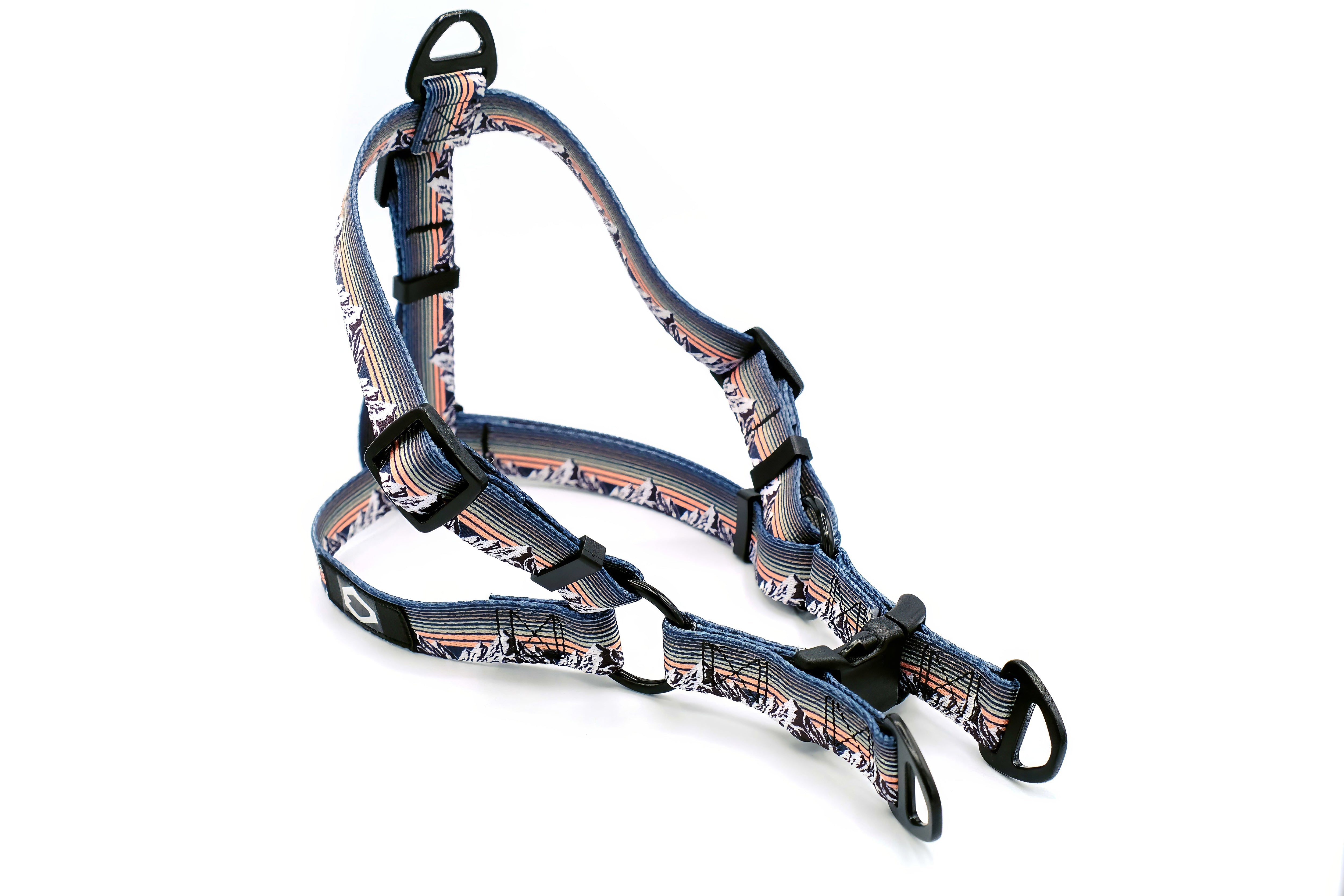 Outdoor Style Mountain Sunset Step-In Dog Harness | Soft Adjustable Nylon Harness with YKK Buckle & No-Pull D-Rings (S/M/L)