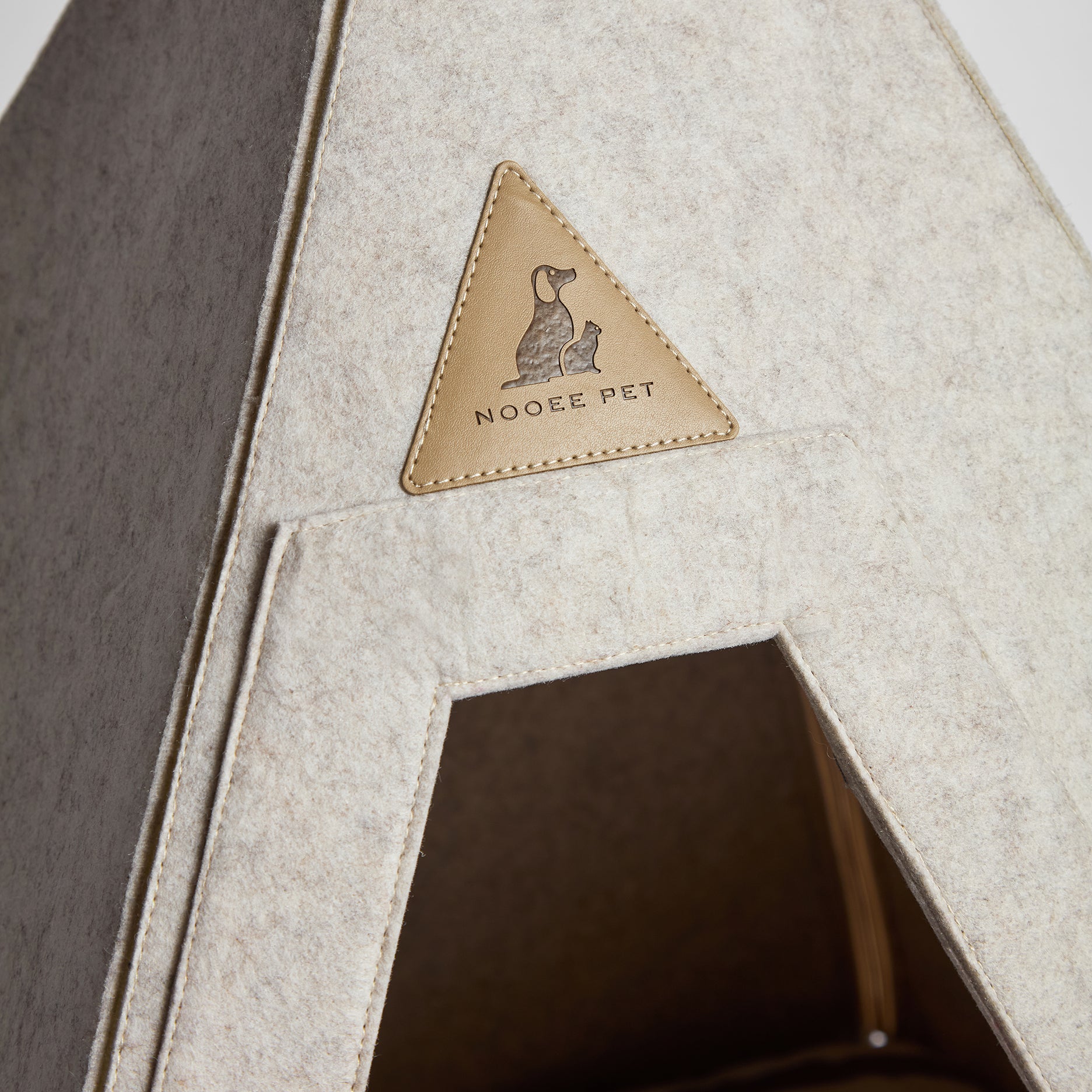 Modern Felt Pet Cave – Washable Cone Dog Bed with Cushion | Cream / Grey / Brown | Small to XXL