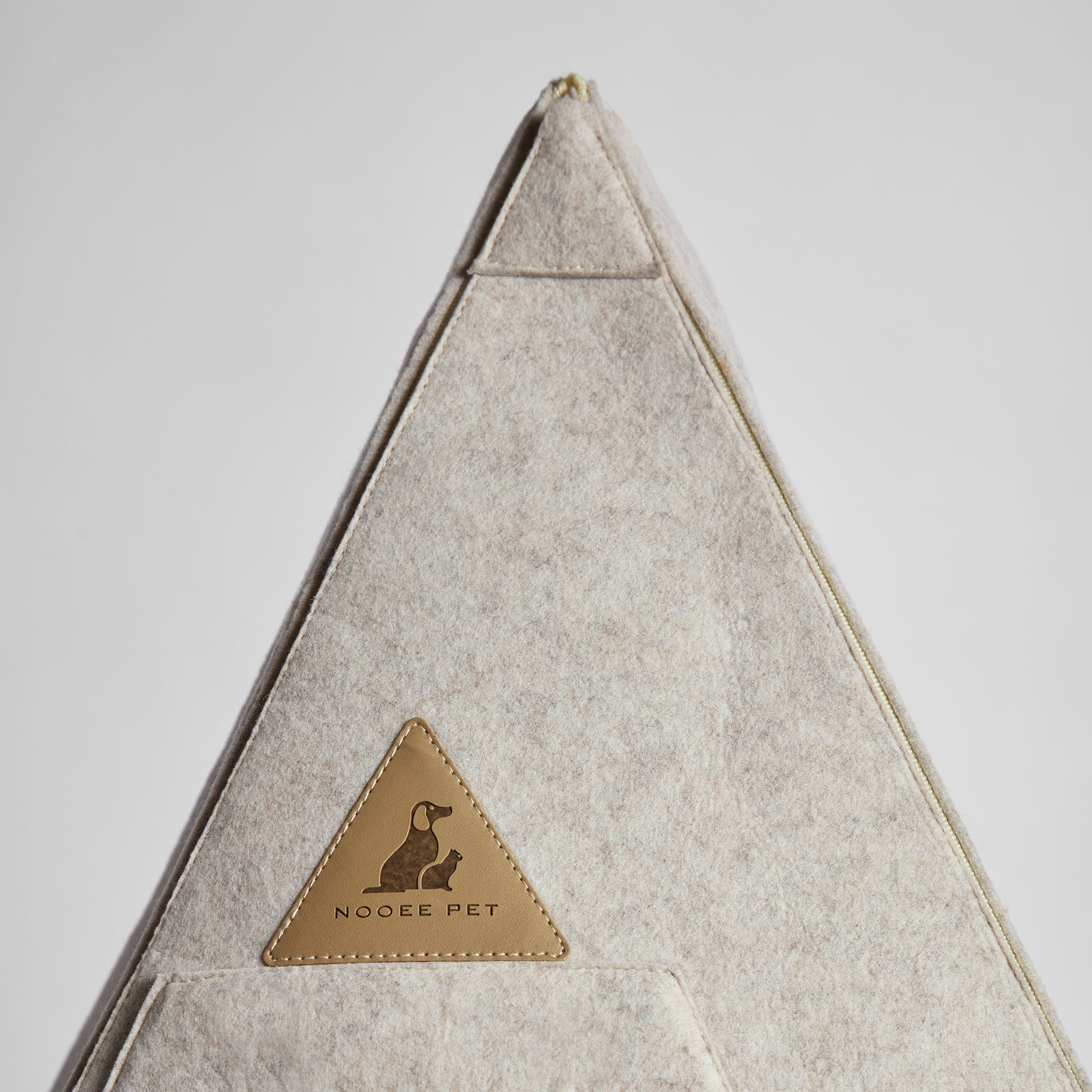 Modern Felt Pet Cave – Washable Cone Dog Bed with Cushion | Cream / Grey / Brown | Small to XXL