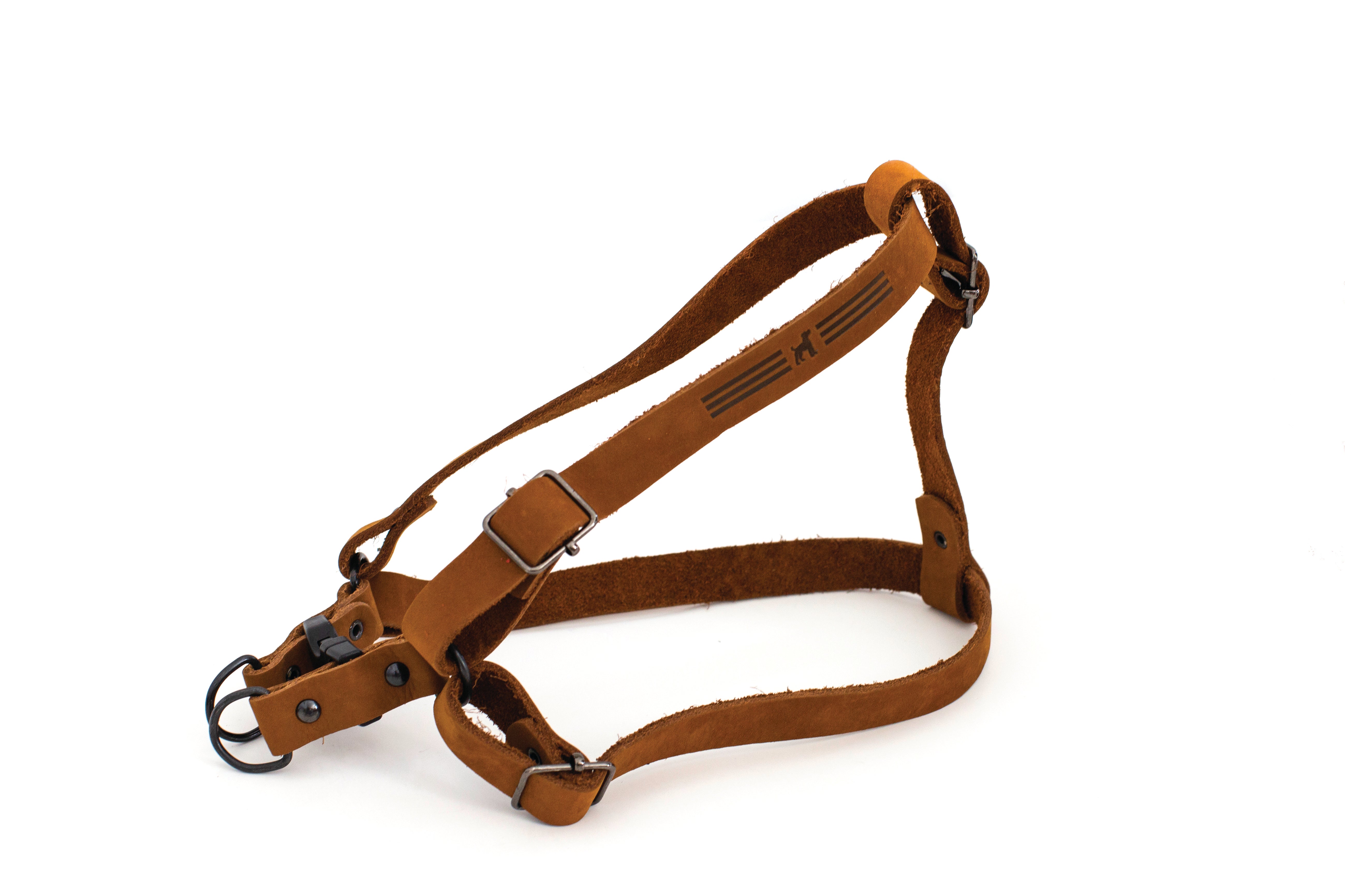 Sport Style Leather Step-In Dog Harness – Quick-Release Design with Black Hardware and YKK Buckles