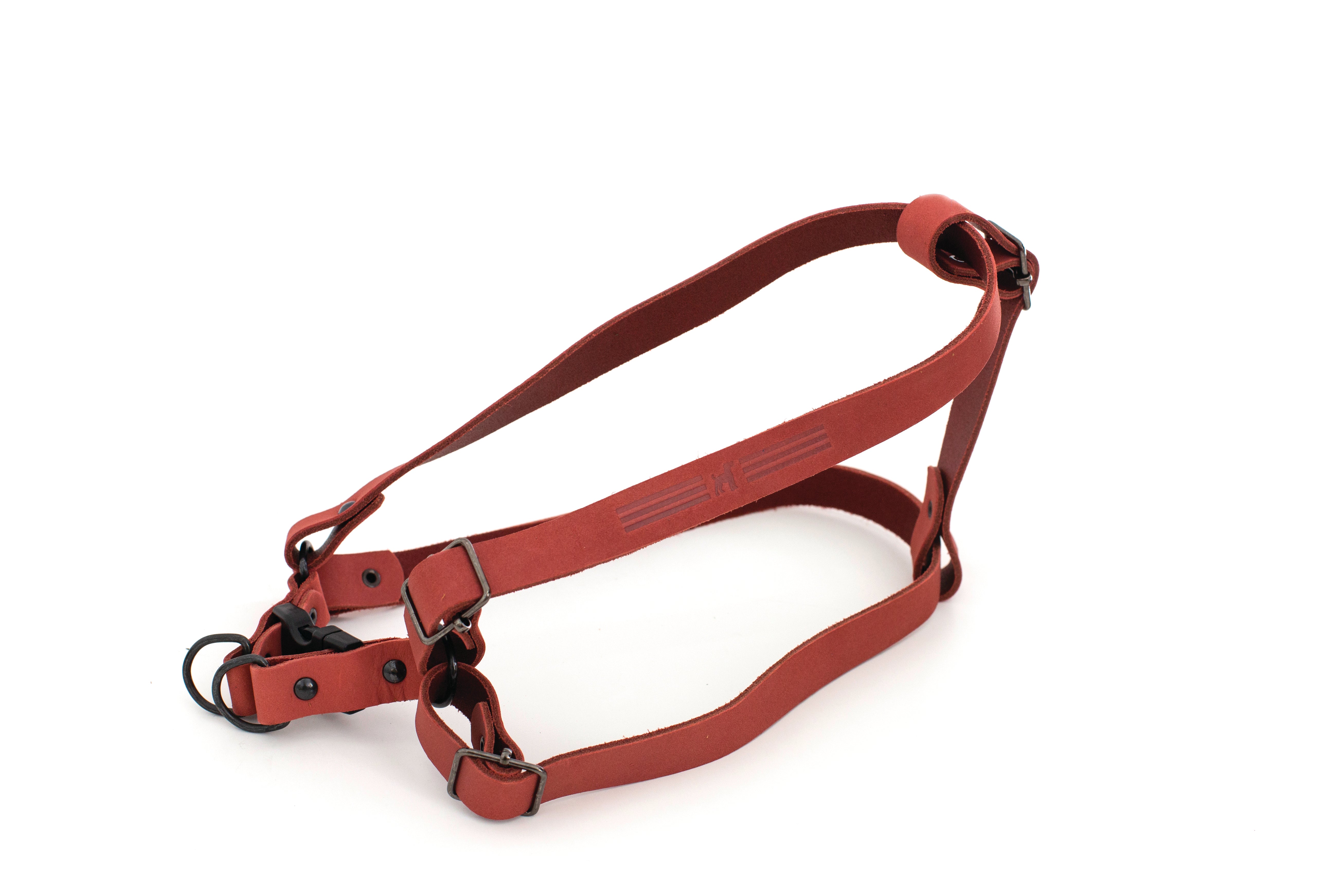 Sport Style Leather Step-In Dog Harness – Quick-Release Design with Black Hardware and YKK Buckles