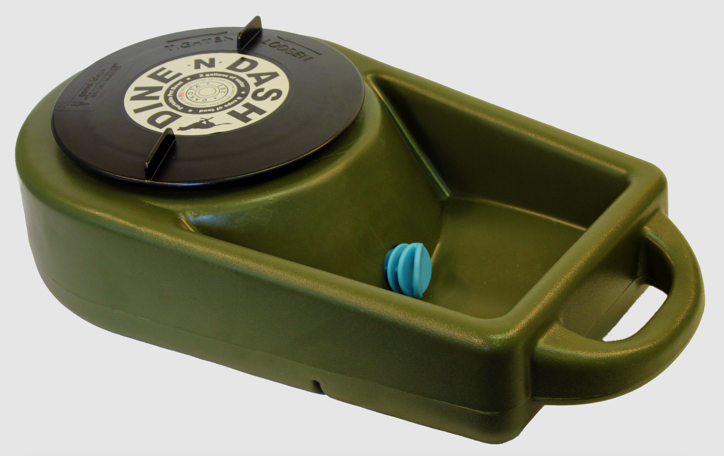 Dakota 283 Dine N Dash Pet Feeding System – Olive Green, 2.5-Gallon Water & 8-Cup Dry Food Portable Container, Weatherproof & Crush-Resistant