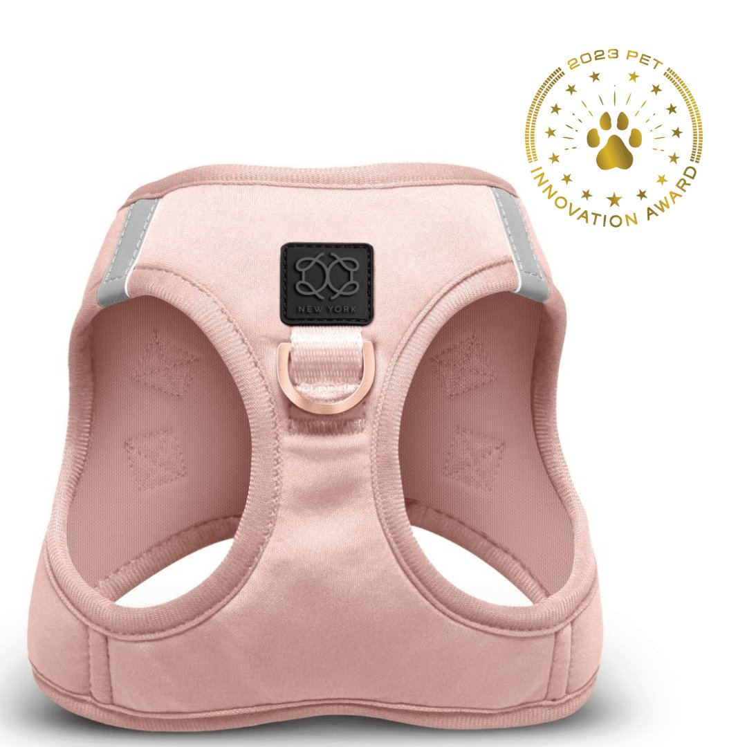 Dogistry SoHo No-Pull Step-In Dog Harness – Blush Pink with Front D-Ring, Adjustable Velcro & Buckle Closures, Escape-Resistant Luxury Design
