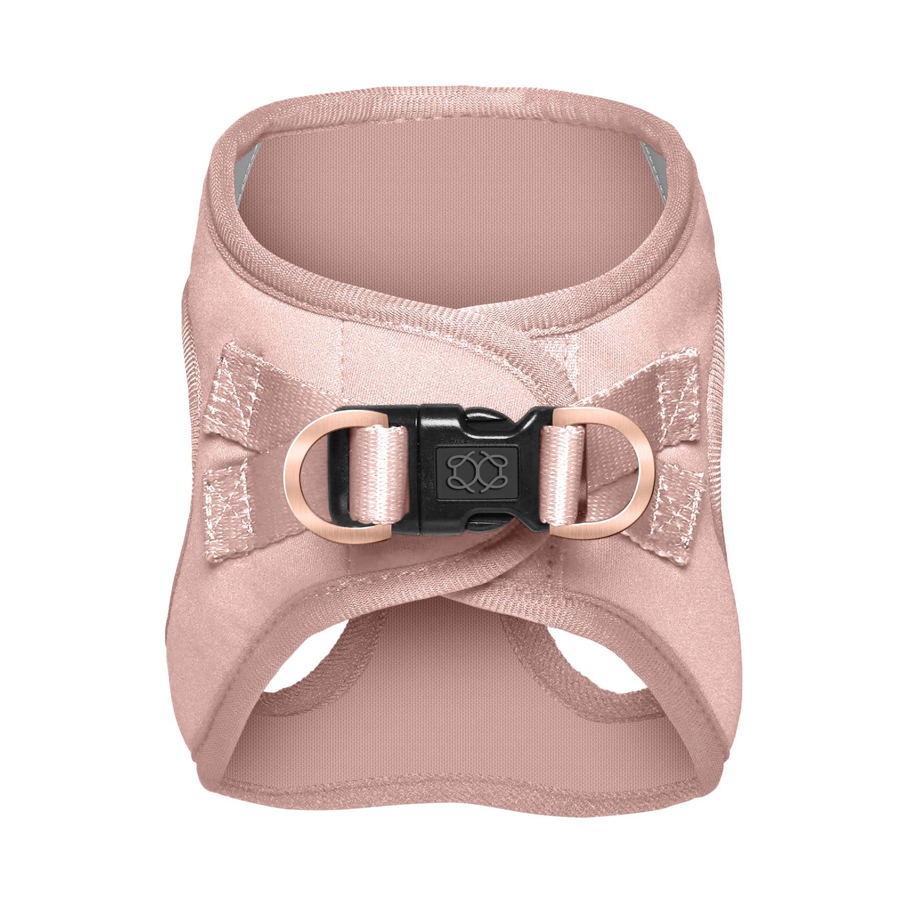 Dogistry SoHo No-Pull Step-In Dog Harness – Blush Pink with Front D-Ring, Adjustable Velcro & Buckle Closures, Escape-Resistant Luxury Design