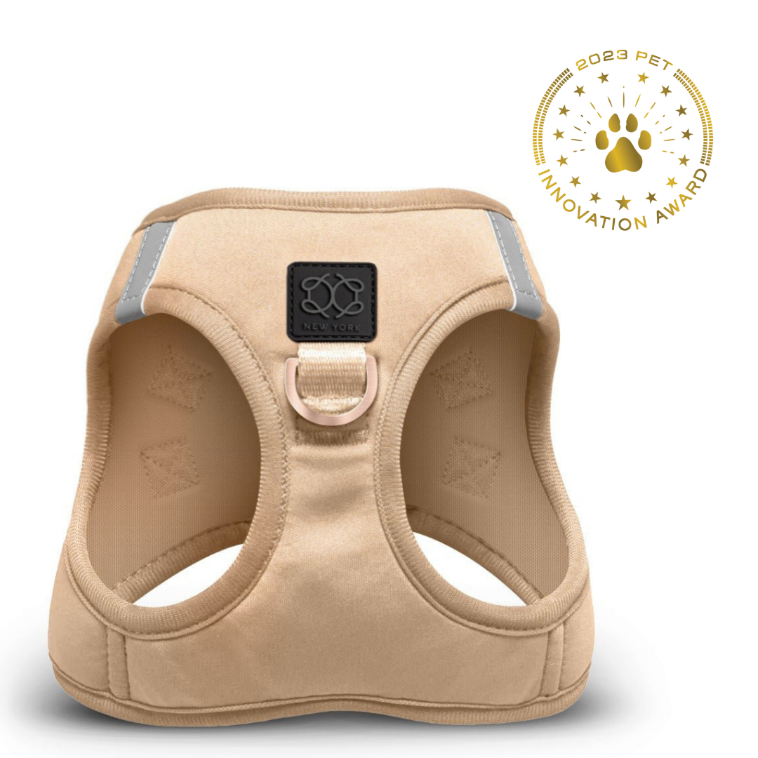 Dogistry SoHo No-Pull Step-In Dog Harness – Dune Beige with Front D-Ring, Adjustable Velcro & Buckle Closures, Escape-Resistant Luxury Design