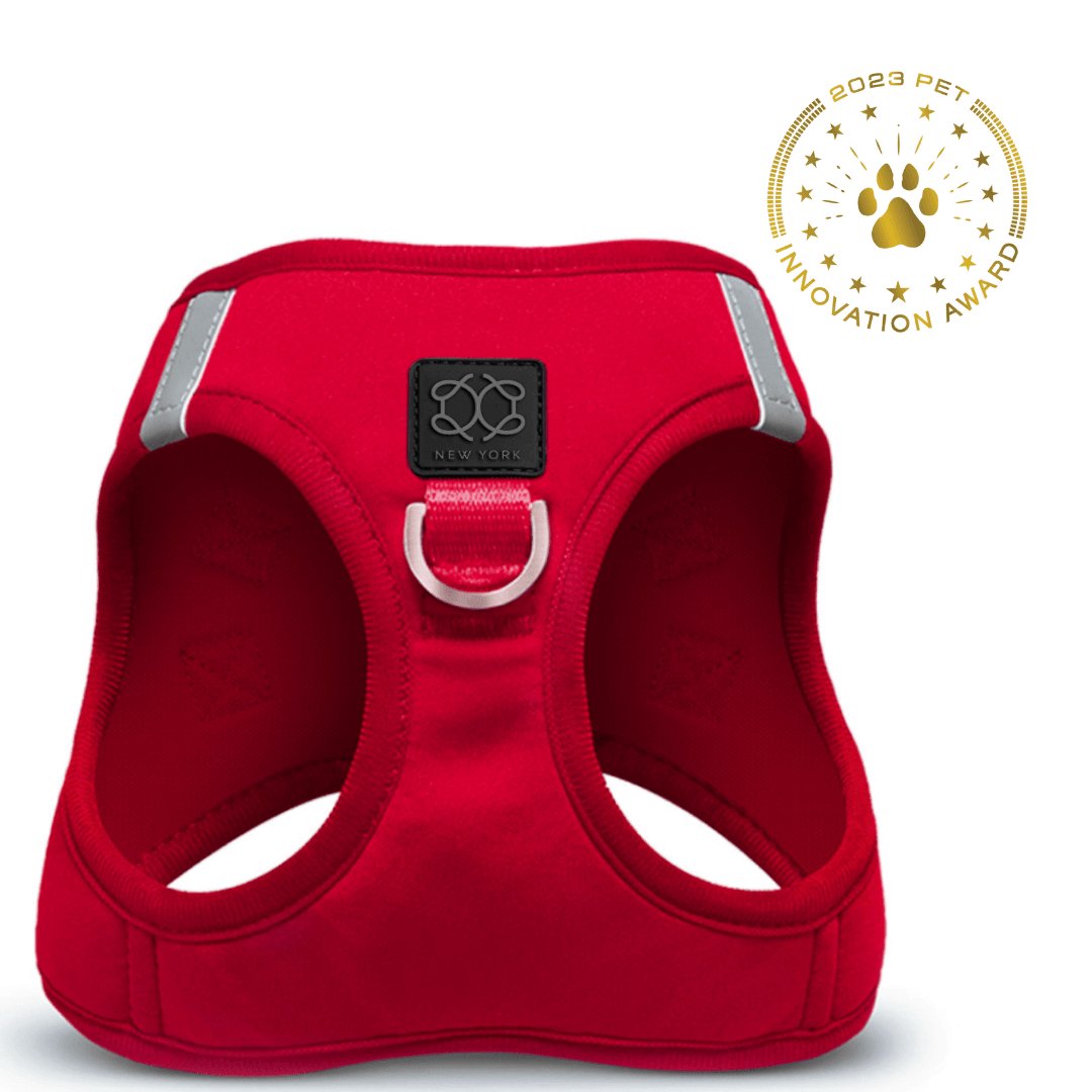 Dogistry SoHo No-Pull Step-In Dog Harness – Iconic Red with Front D-Ring, Adjustable Velcro & Buckle Closures, Escape-Resistant Luxury Design