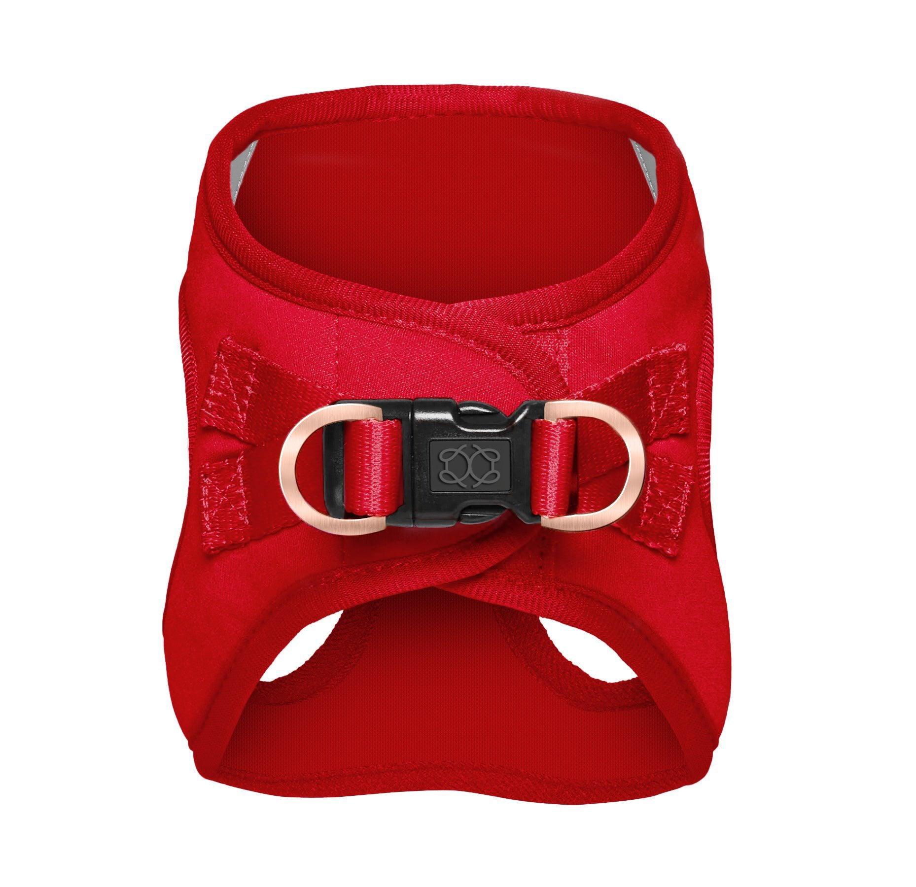 Dogistry SoHo No-Pull Step-In Dog Harness – Iconic Red with Front D-Ring, Adjustable Velcro & Buckle Closures, Escape-Resistant Luxury Design