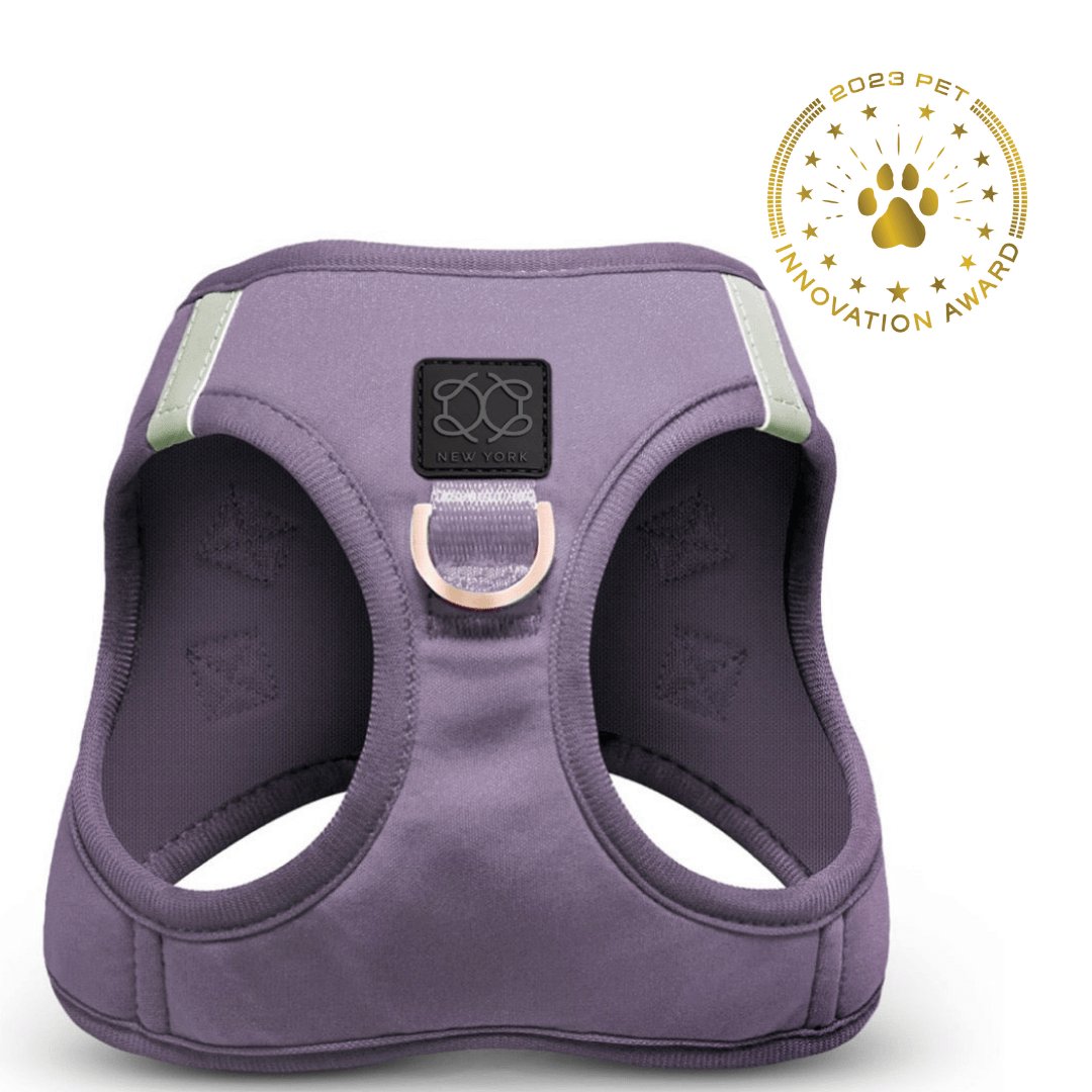 Dogistry SoHo No-Pull Step-In Dog Harness – Lilac Gray with Front D-Ring, Adjustable Velcro & Buckle Closures, Escape-Resistant Luxury Design