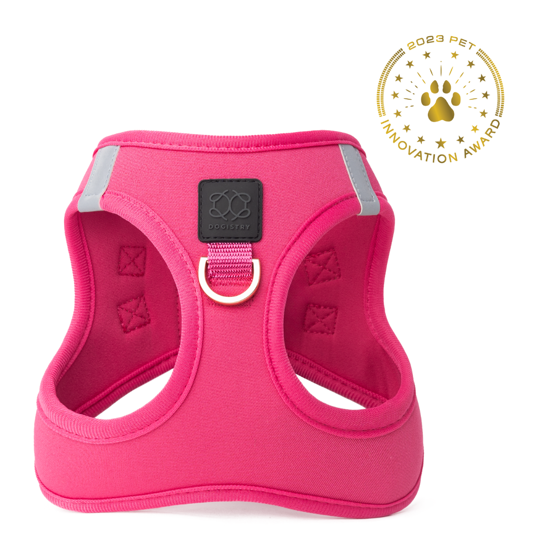 Dogistry SoHo No-Pull Step-In Dog Harness – Park Ave Pink with Front D-Ring, Adjustable Velcro & Buckle Closures, Escape-Resistant Luxury Design