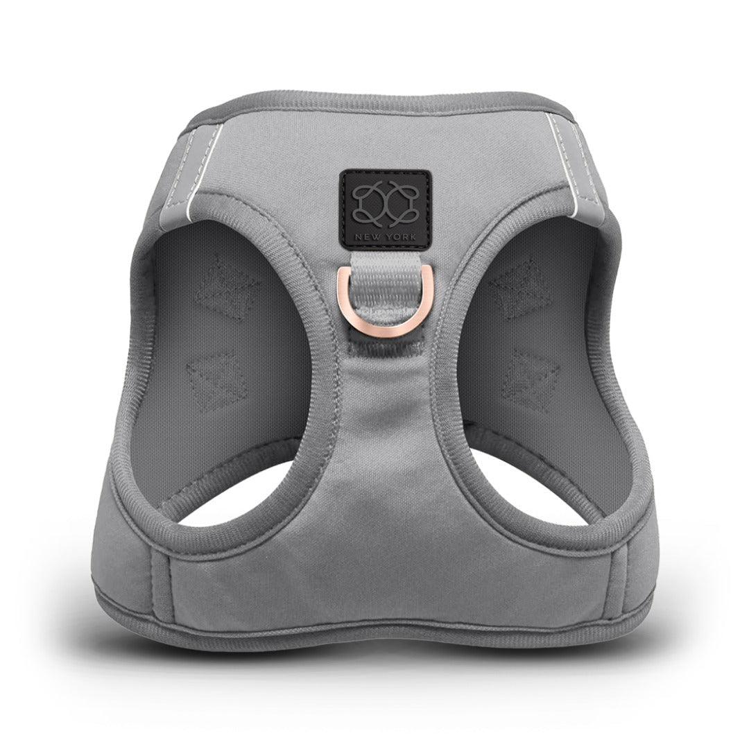 Dogistry SoHo No-Pull Step-In Dog Harness – Steel Gray with Front D-Ring, Adjustable Velcro & Buckle Closures, Escape-Resistant Luxury Design