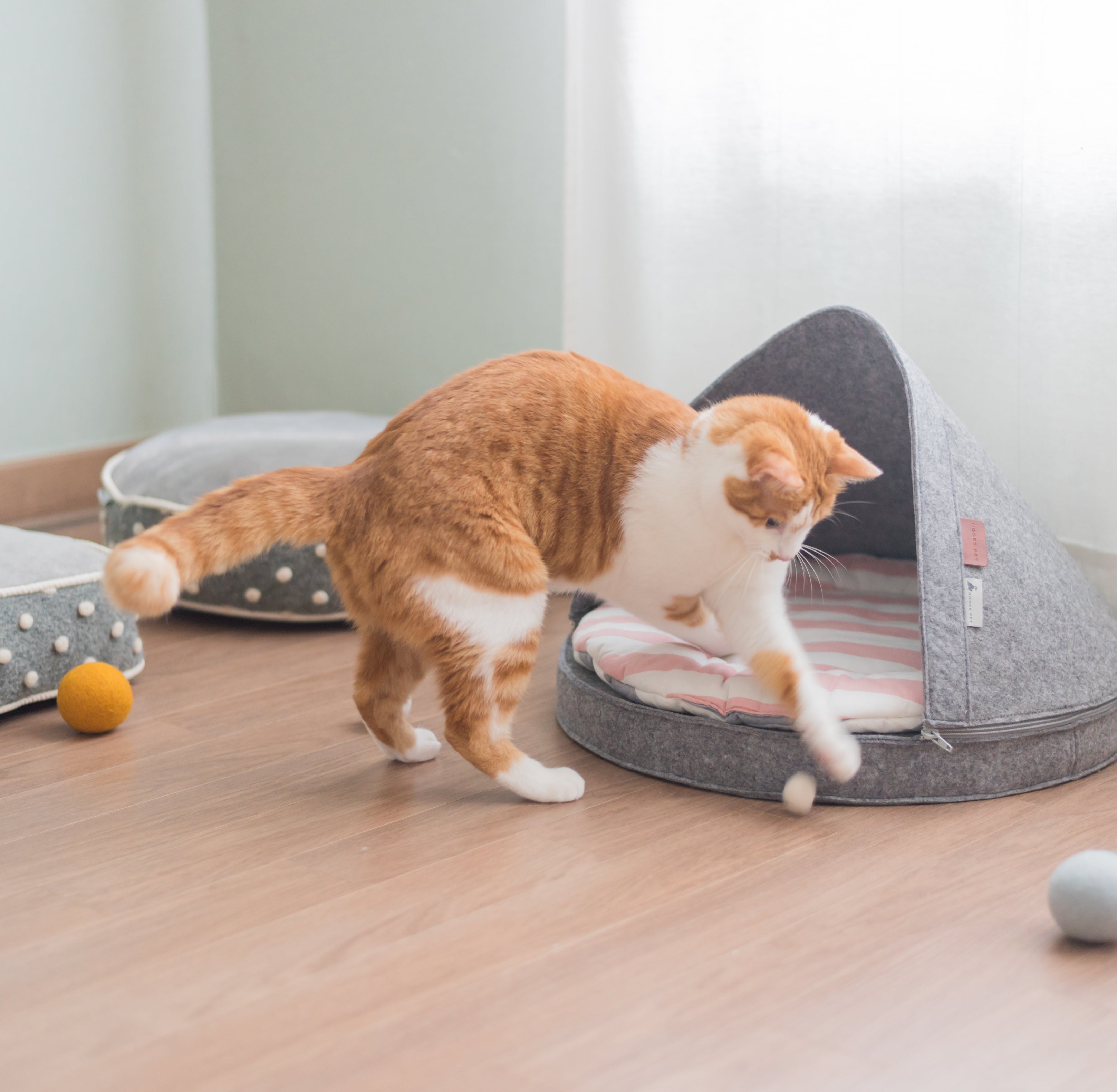 Nooee Pet Wool Toy Balls (2CM) – Set of 6 Handmade 100% Natural Wool Balls for Cats & Dogs, Eco-Friendly, Chemical-Free, Lightweight Indoor Play, 2cm Diameter