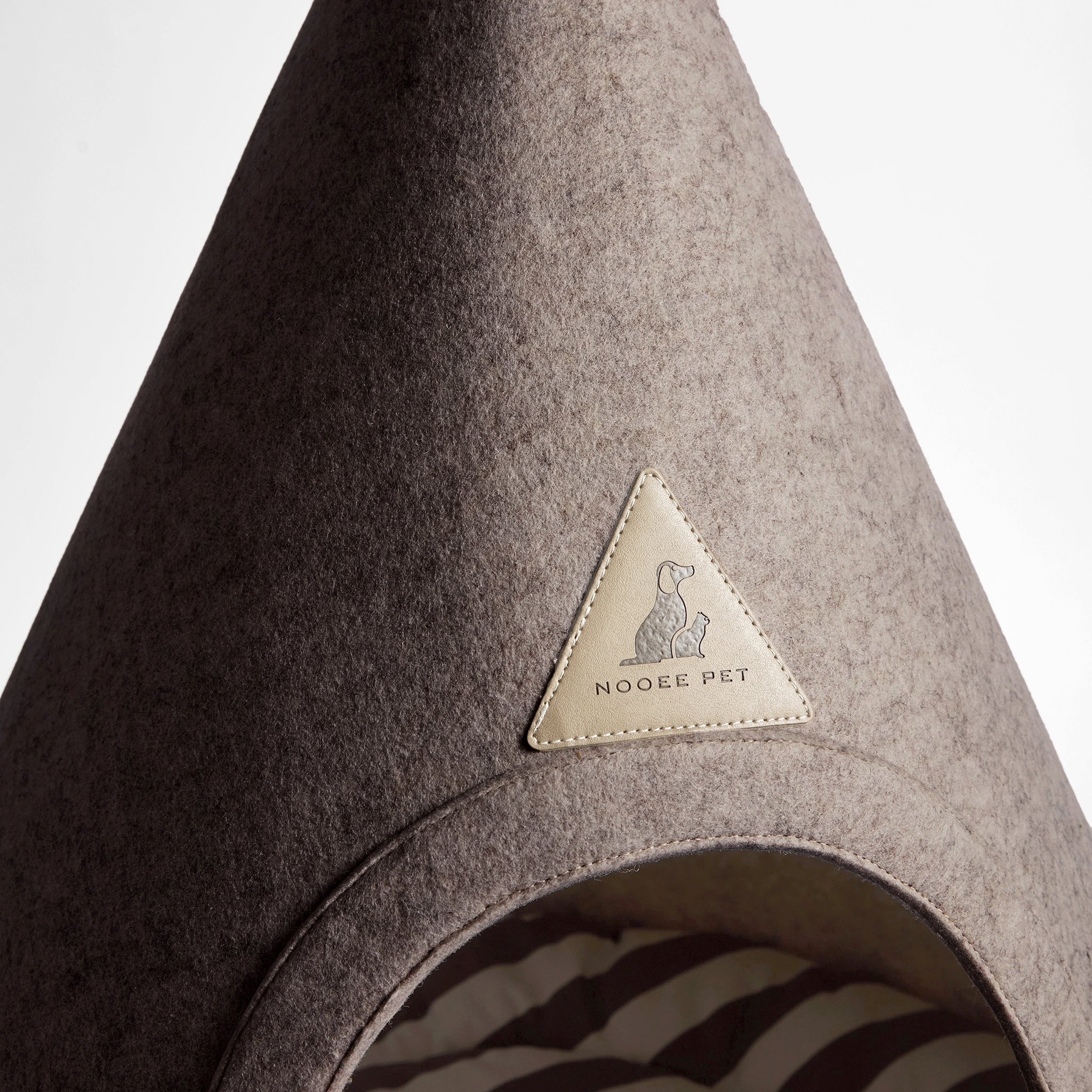 Modern Felt Pet Cave – Washable Cone Dog Bed with Cushion | Cream / Grey / Brown | Small to XXL