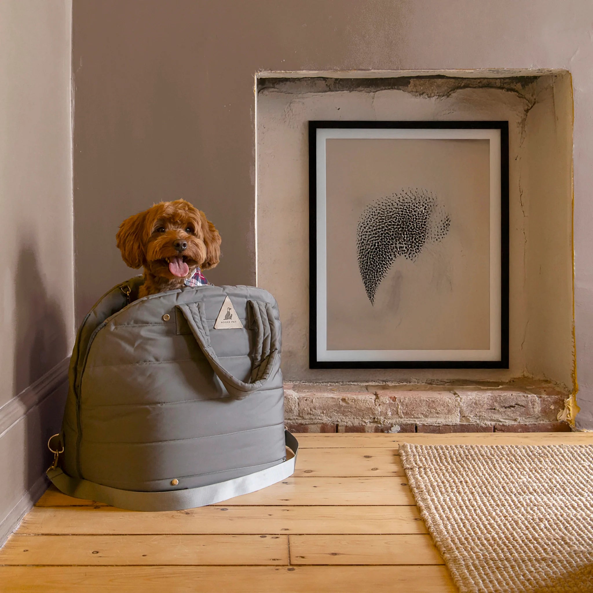 Nooee Pet Car Seat Lola – Cream Nylon Convertible Dog Car Booster Seat with Safety Tether, Dual-Sided Removable Cushion (Fleece & Waterproof), Fits Pets Up to 15 lbs, 15” x 16”