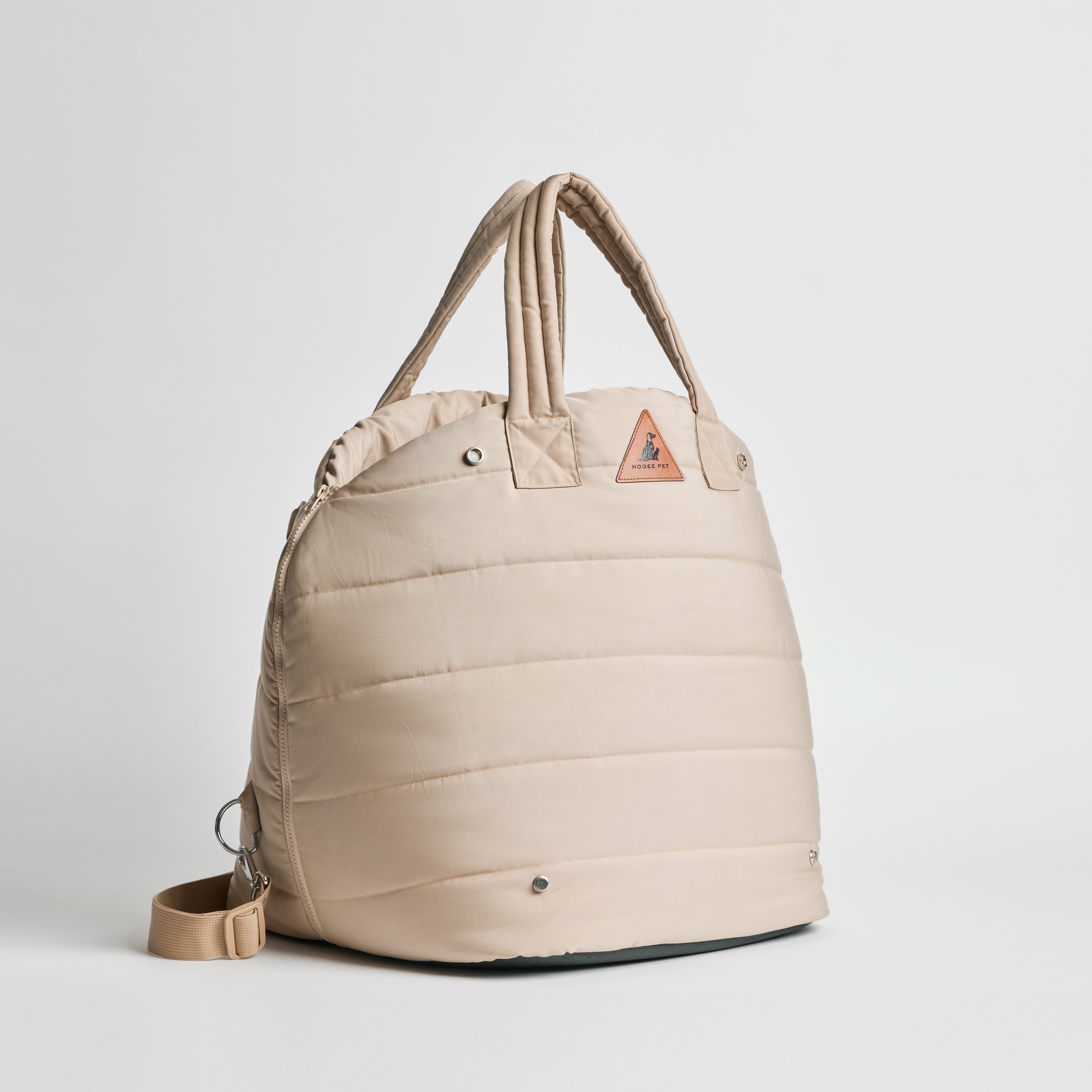 Nooee Pet Car Seat Lola – Cream Nylon Convertible Dog Car Booster Seat with Safety Tether, Dual-Sided Removable Cushion (Fleece & Waterproof), Fits Pets Up to 15 lbs, 15” x 16”