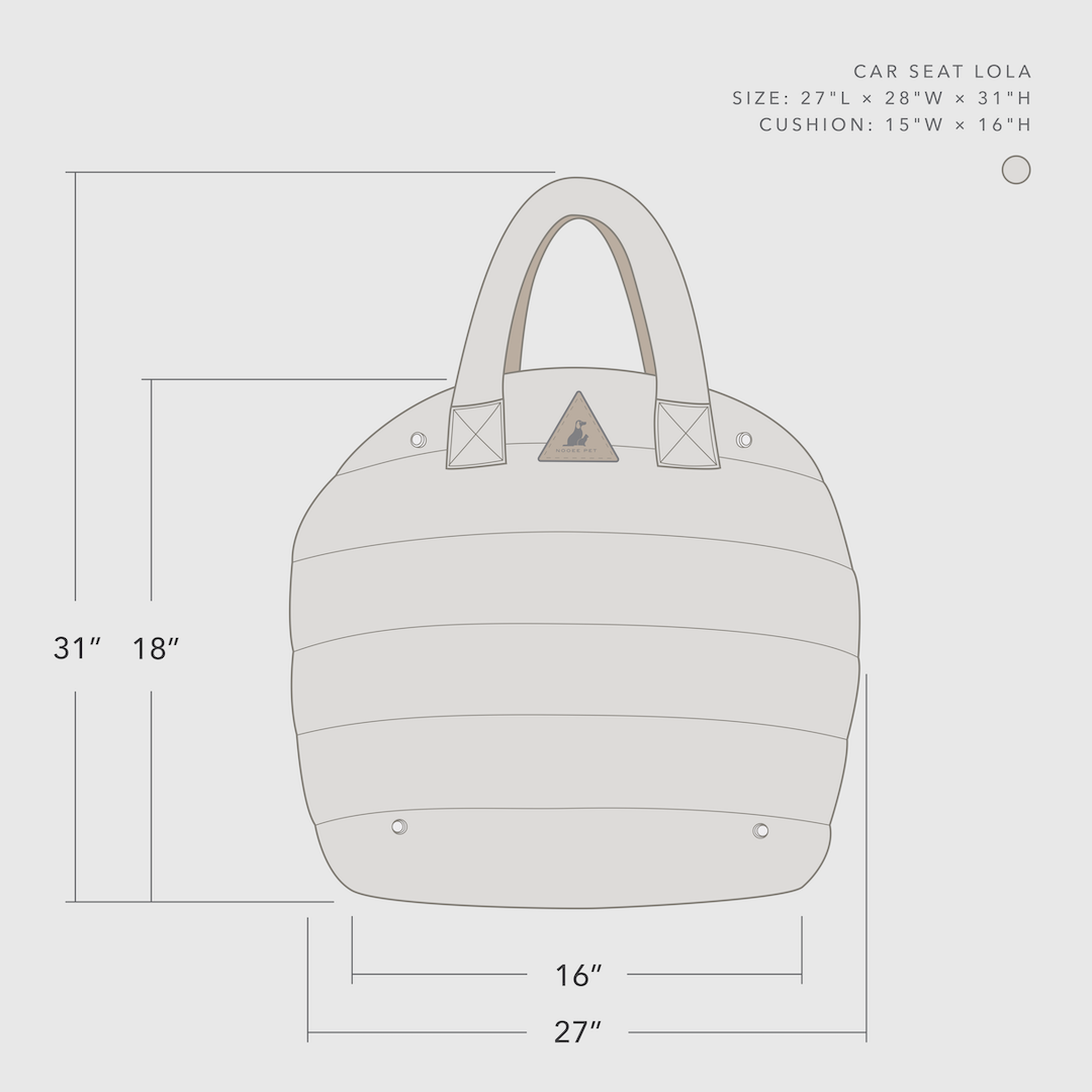 Nooee Pet Car Seat Lola – Cream Nylon Convertible Dog Car Booster Seat with Safety Tether, Dual-Sided Removable Cushion (Fleece & Waterproof), Fits Pets Up to 15 lbs, 15” x 16”