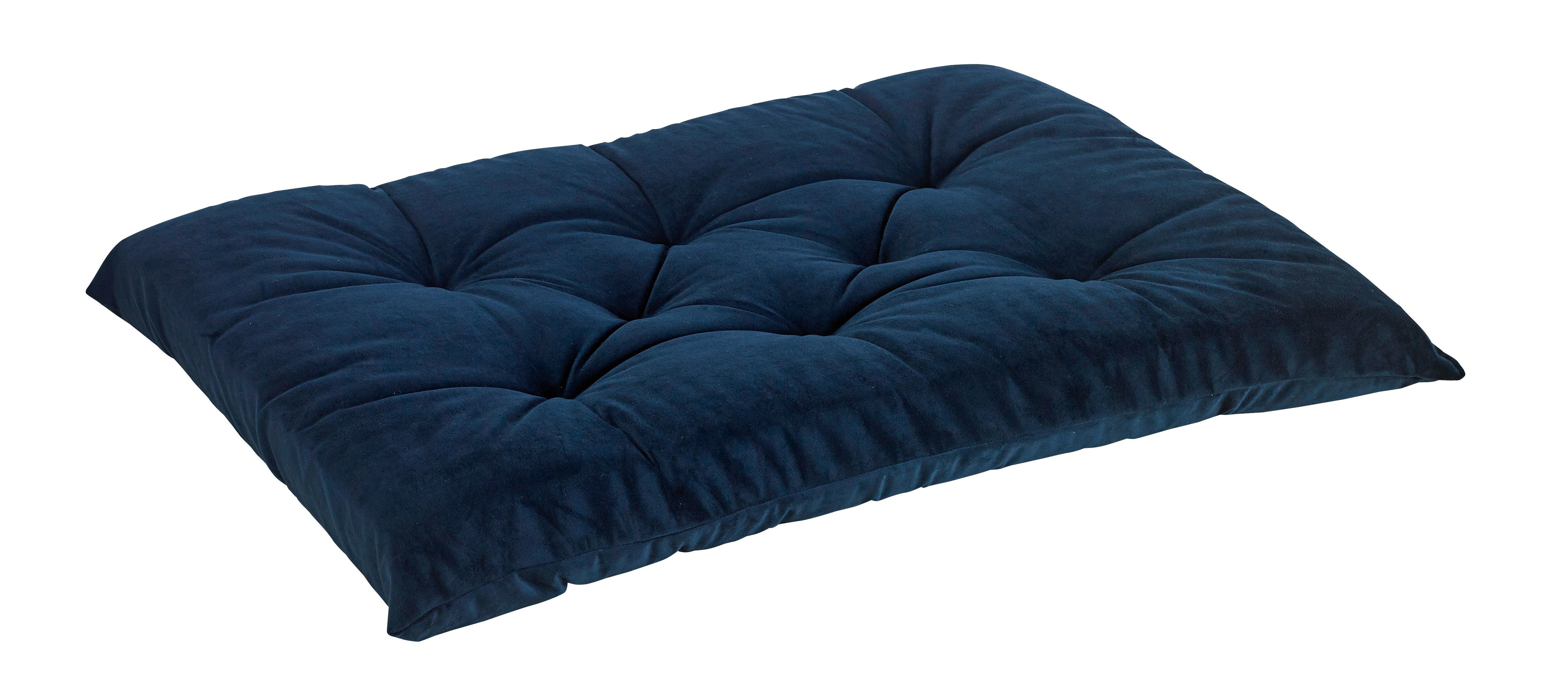 Tufted Dog Bed Cushion – Navy Blue Upholstery-Grade Fabric, High-Memory Fiber Fill, Machine Washable, Fits Donut Bed or Crate