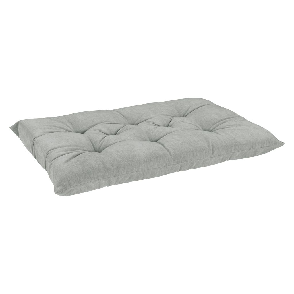 Tufted Dog Bed Cushion – Oyster Gray Upholstery-Grade Fabric, High-Memory Fiber Fill, Machine Washable, Fits Donut Bed or Crate