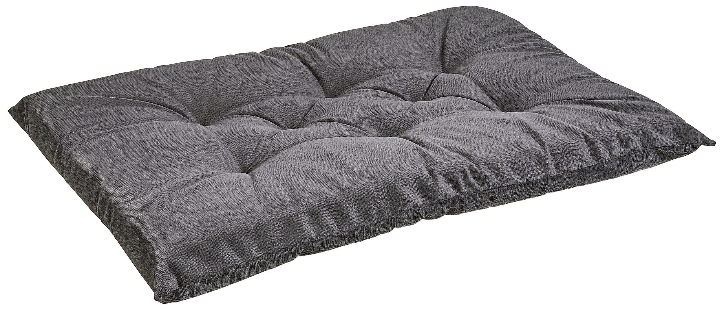 Tufted Dog Bed Cushion – Shale Dark Gray Upholstery-Grade Fabric, High-Memory Fiber Fill, Machine Washable, Fits Donut Bed or Crate