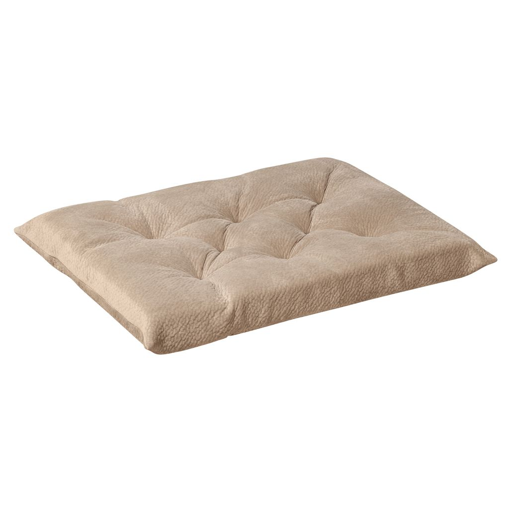 Tufted Dog Bed Cushion – Toast Brown Upholstery-Grade Fabric, High-Memory Fiber Fill, Machine Washable, Fits Donut Bed or Crate